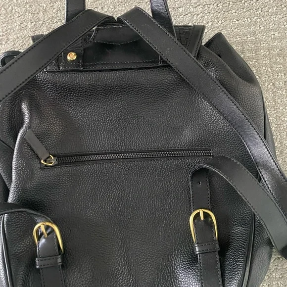 Bally vintage backpack black woven leather gold hardware